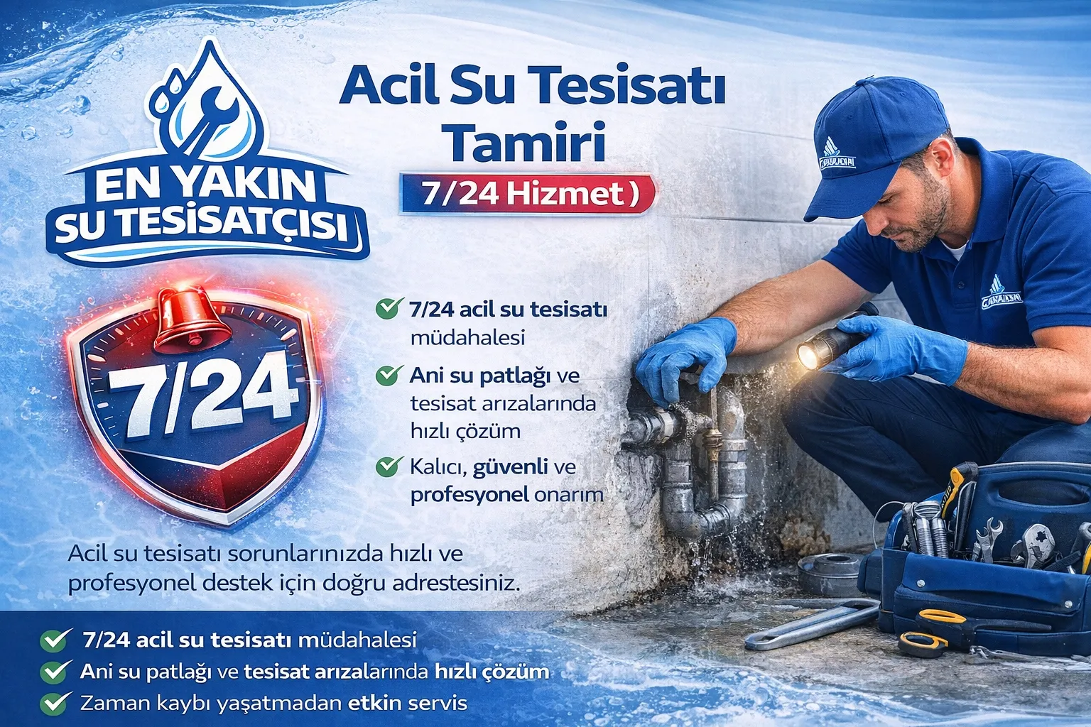 Acil Su Tesisatı Tamiri (7/24 Hizmet)