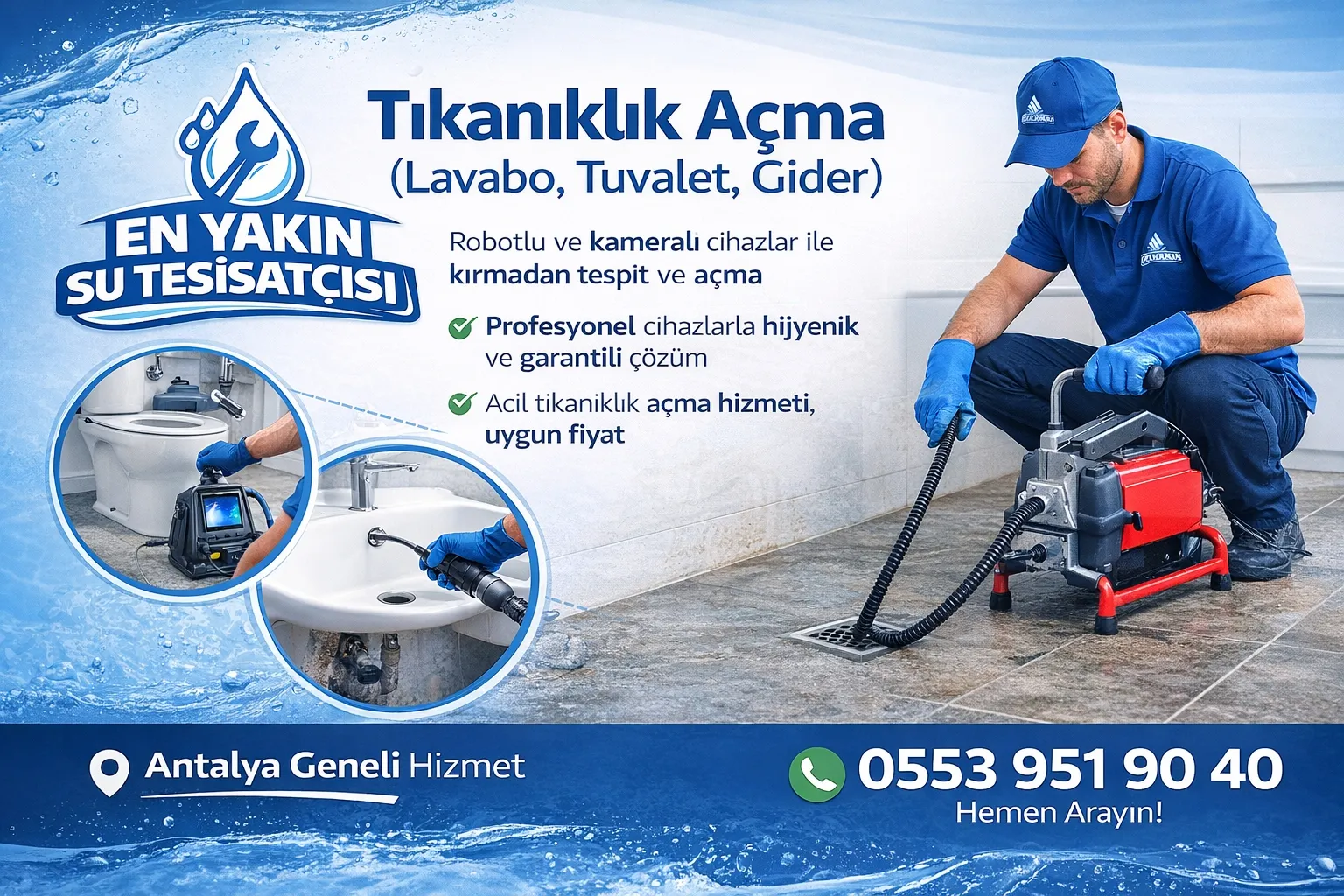 Tıkanıklık Açma (Lavabo, Tuvalet, Gider)